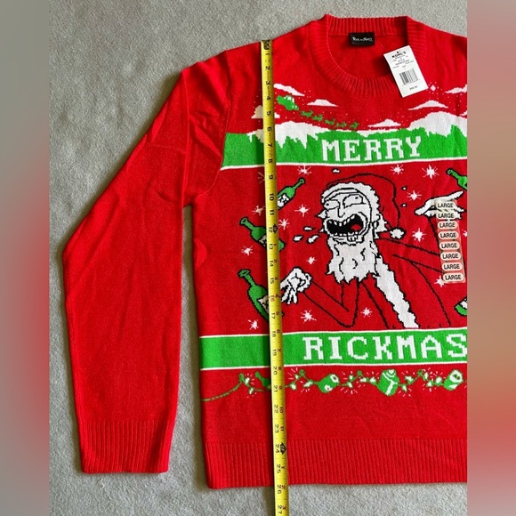 New Rick & Morty Merry Rickmas Men’s Christmas Sweater Red Size Large - Picture 3 of 5